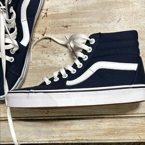 Vans Navy and White High-Top Athletic Shoes